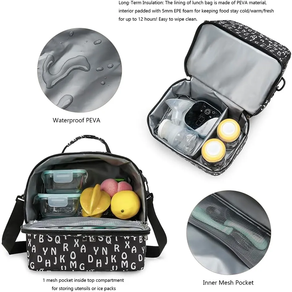 Breast Pump Bag Cooler Compartment for Breast Pump - Cooler and Moistureproof Bag Double Layer for Mother Breast Milk Pump Lunch Bag Outdoor Working (Letter)