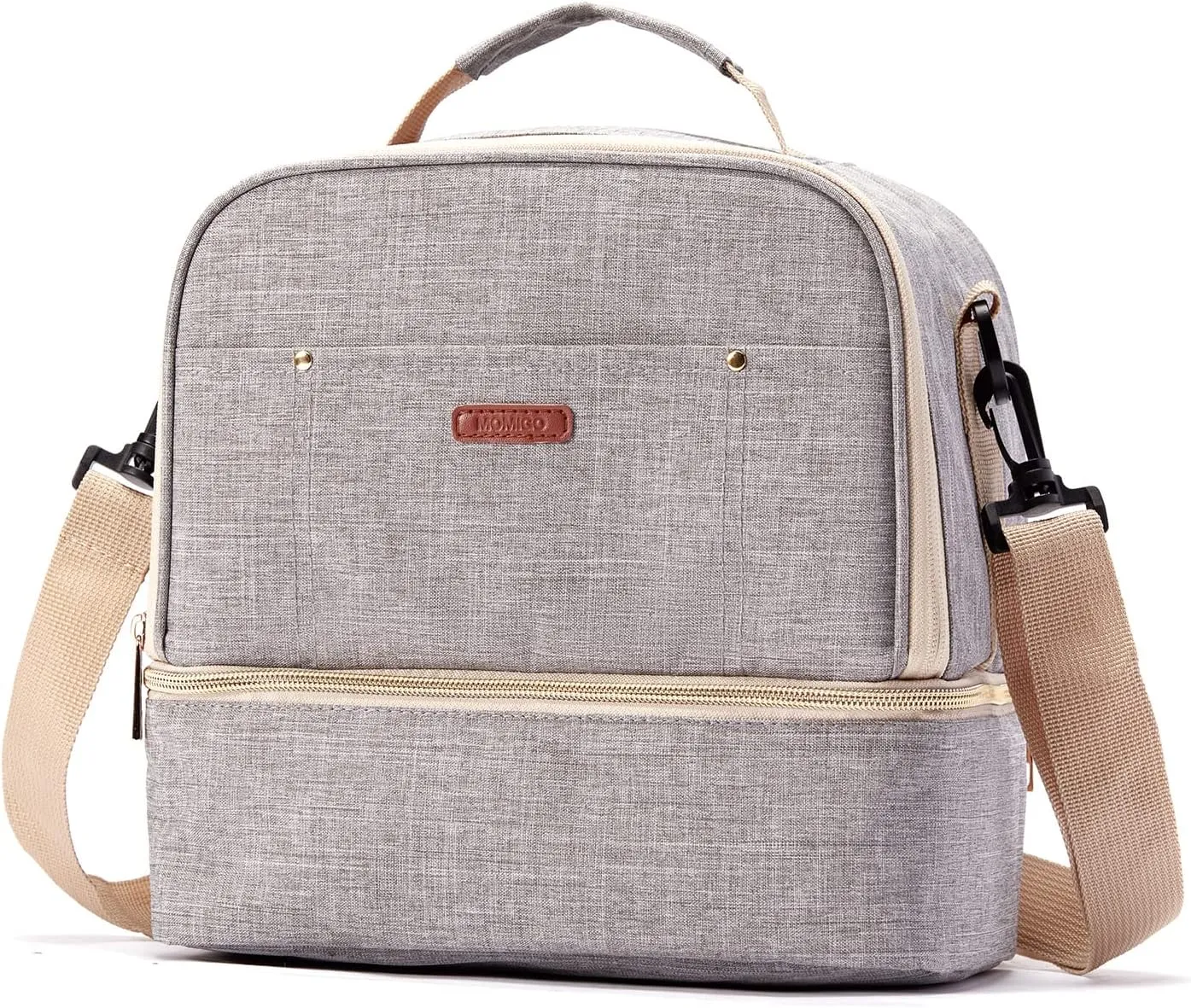 Breast Pump Bag Cooler Compartment Moistureproof Bag Double Layer for Mother Breast Milk Pump Lunch Bag Outdoor Working (Grey)