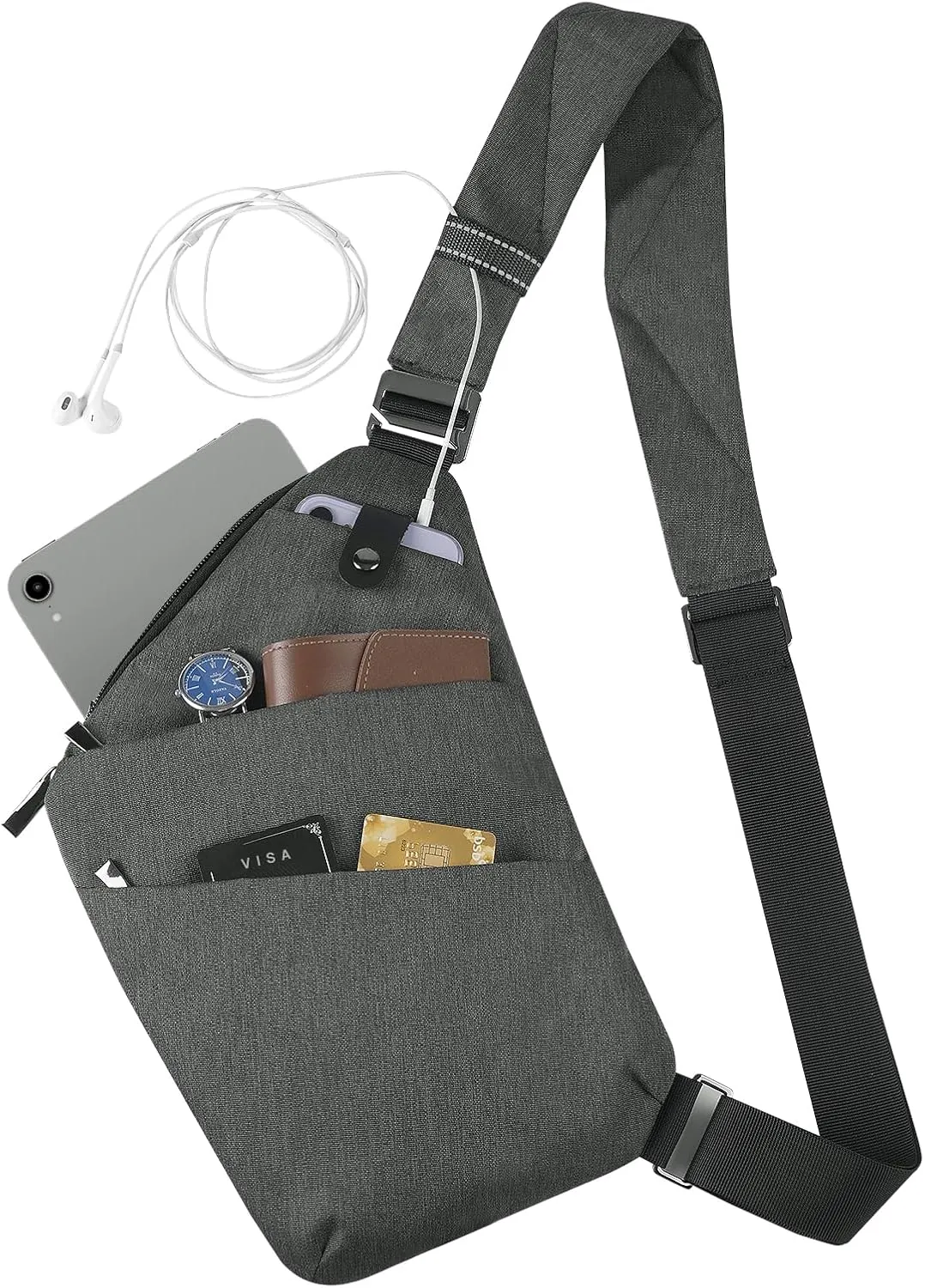 BROADREAM Anti Theft Crossbody Bag for Men Women - Slim Sling Bag Crossbody Shoulder Bag for Travel Hiking Sport Casual