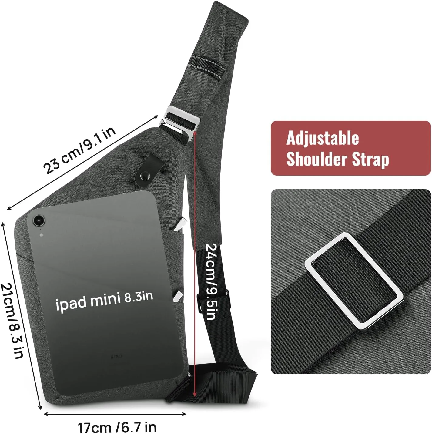 BROADREAM Anti Theft Crossbody Bag for Men Women - Slim Sling Bag Crossbody Shoulder Bag for Travel Hiking Sport Casual