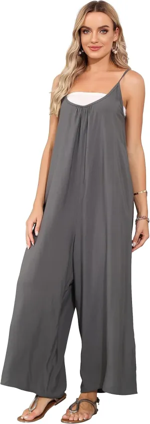 BUENOS NINOS Women's V Neck Floral Maxi Dress Boho Printed Adjustable Spaghetti Strap Ethnic Beach Long Dress with Pockets