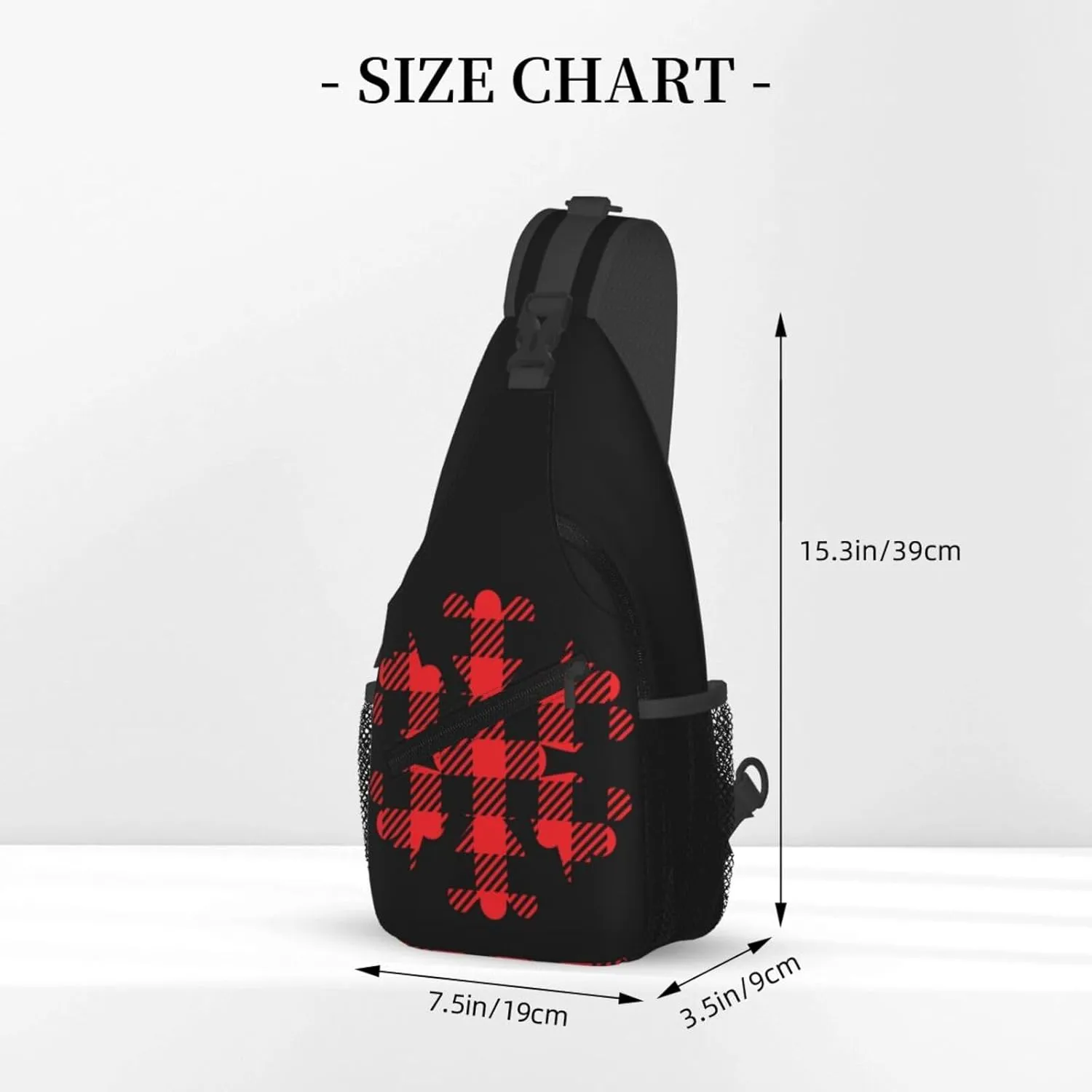 Buffalo Plaid Snowflake Crossbody Bag Cross Chest Bag Adjustable Sling Backpack Sports Gym Shoulder Bags Travel Cycling Daypack Diagonally Casual Rucksack
