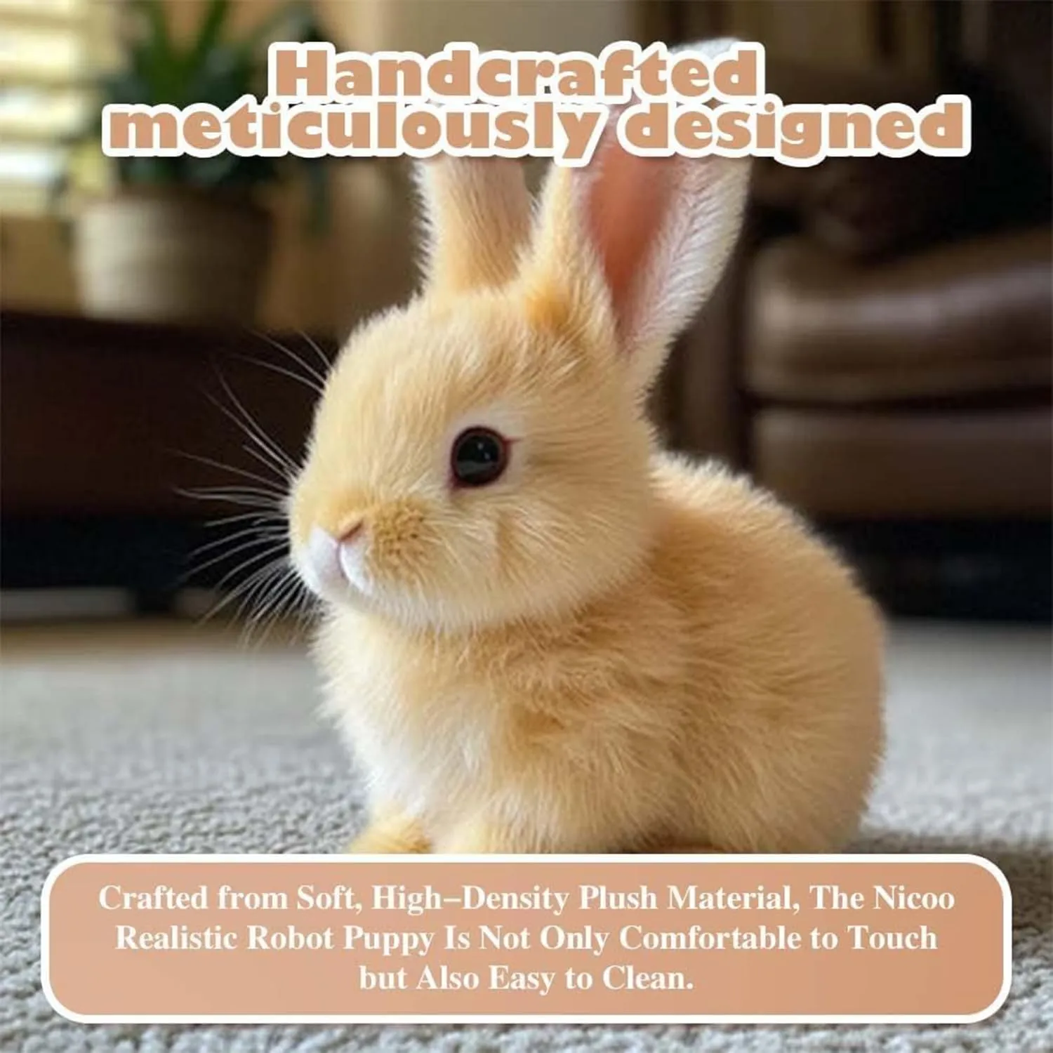 Bunby - My Realistic Bunny Toy, Interactive Bunny Realistic Bunny - Jumping, Twitching, and Shaking Ears, Bunny Realistic Bunny Toy, Bunbi Realistic Bunny, Realistic Bunny Toys for Kids (Brown)