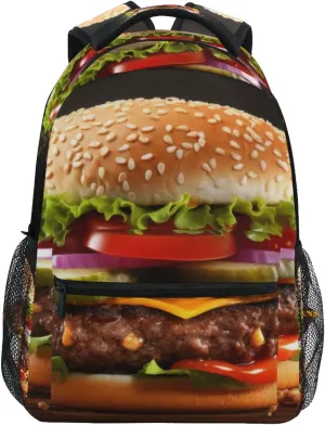 Burgers Delicious Black Backpack Daypack Shoulder Bag Book Bag Lightweight Back Pack 11.4 ×16 In