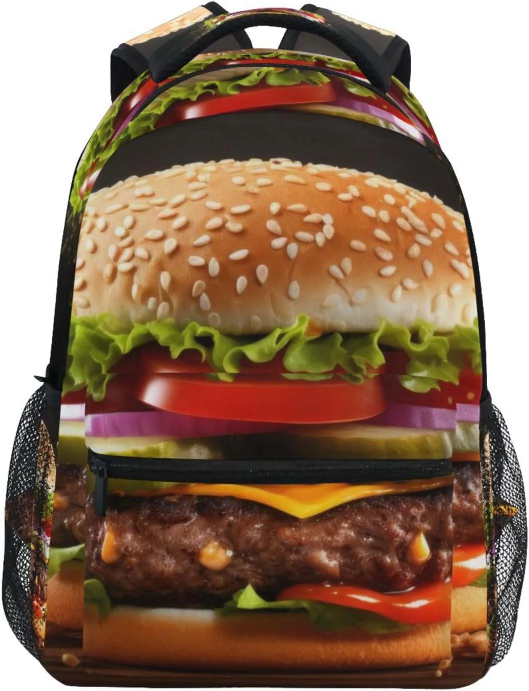 Burgers Delicious Black Backpack Daypack Shoulder Bag Book Bag Lightweight Back Pack 11.4 ×16 In