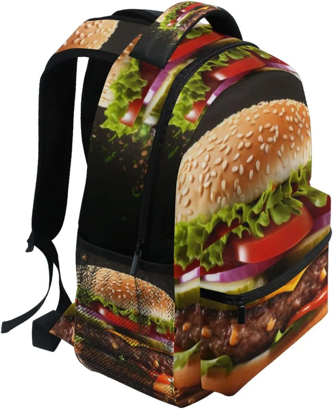 Burgers Delicious Black Backpack Daypack Shoulder Bag Book Bag Lightweight Back Pack 11.4 ×16 In