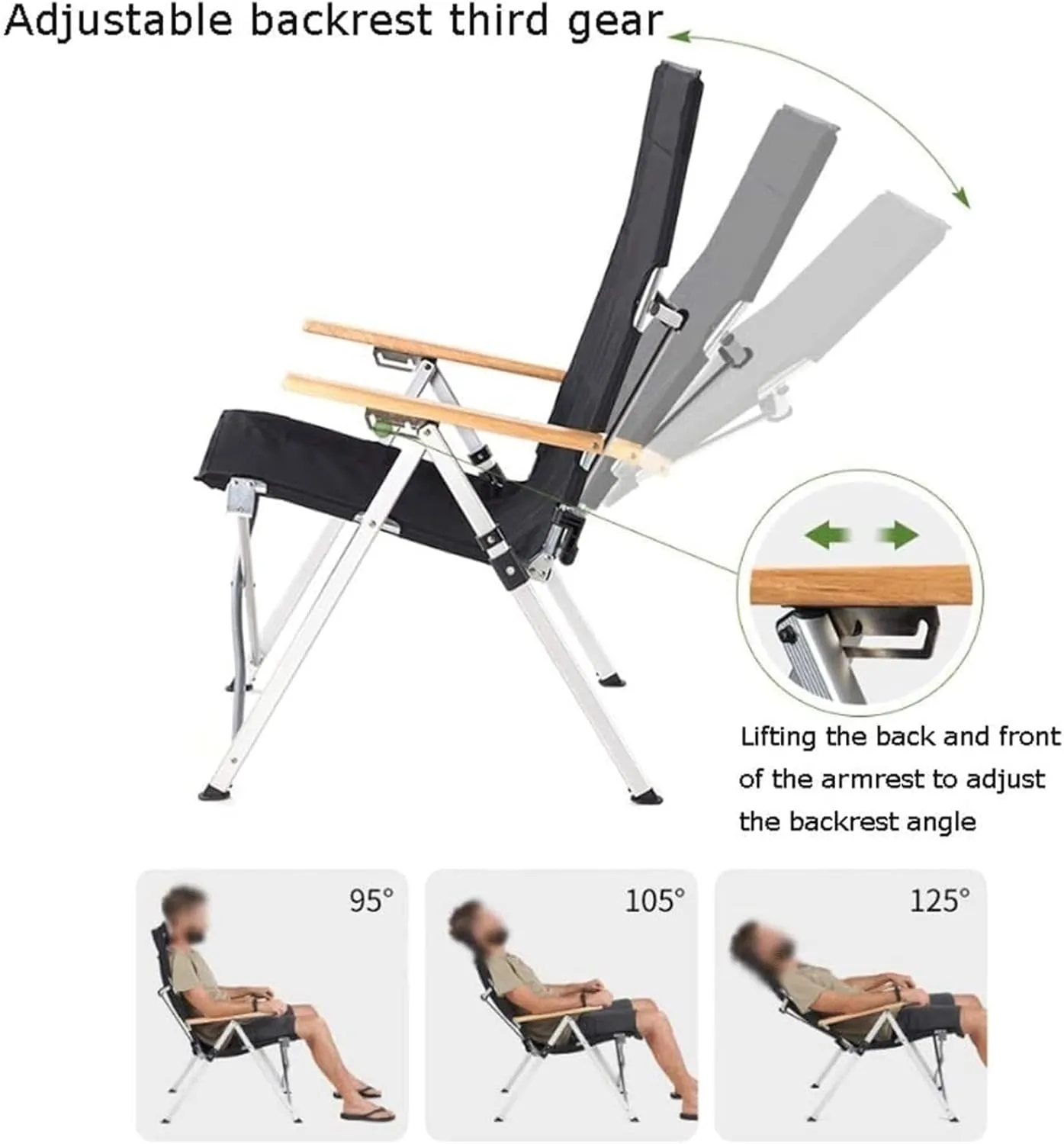 Camping Chair Outdoor Fishing Chair Adjustable Camping Chair Portable Folding Recliner Beach Chair Self-Driving Fishing Sports Chair Folding Chairs for Outside Portable