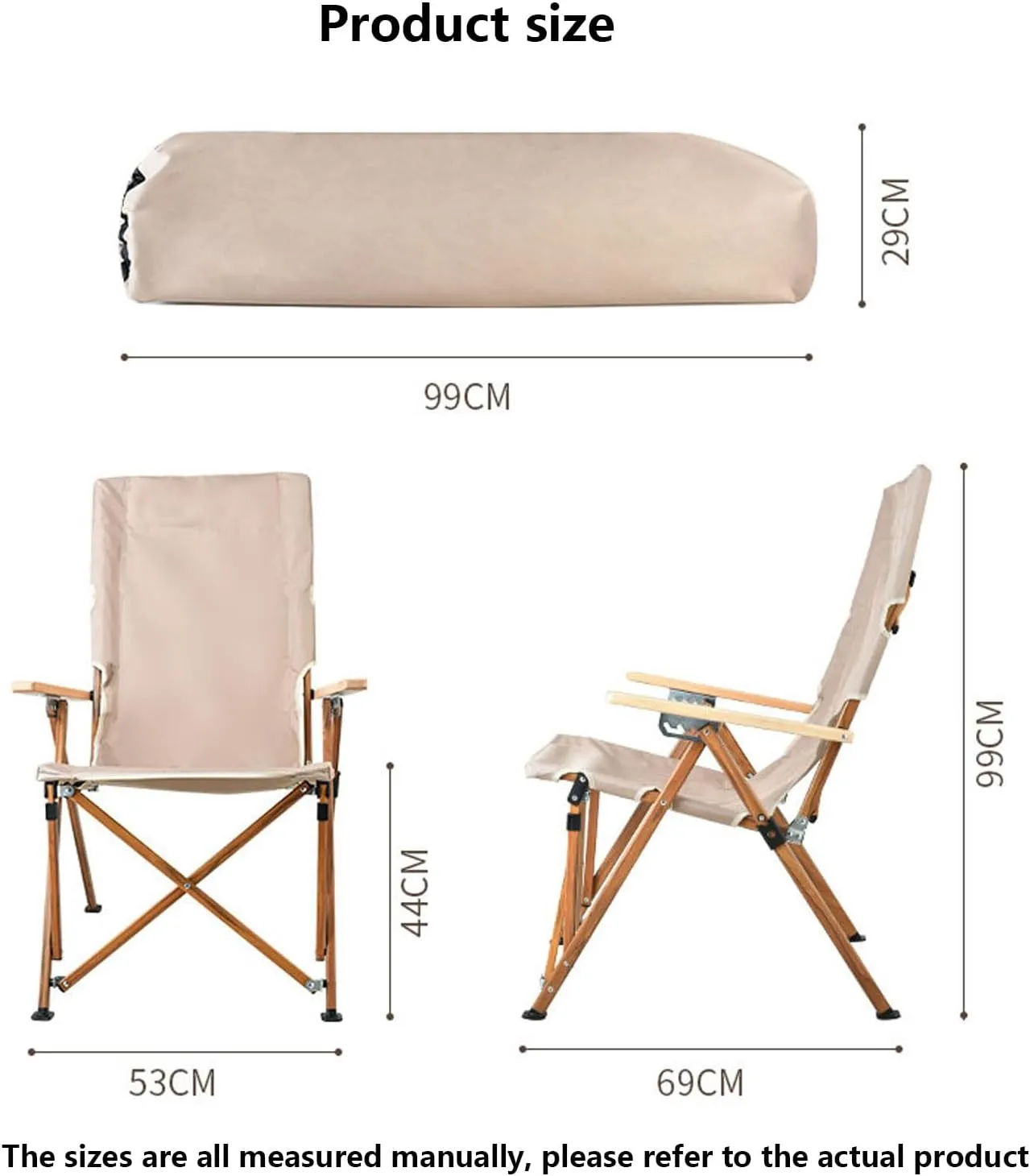 Camping Reclining Chair Heavy Duty Folding Chairs with 4-Stage Adjustable High Back with Storage Bag Beach Picnic-Black