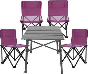Camping Table Chairs Portable s and Chairs, The Roll-up Table Top is Easy to Store, Suitable for Courtyard Garden Beach
