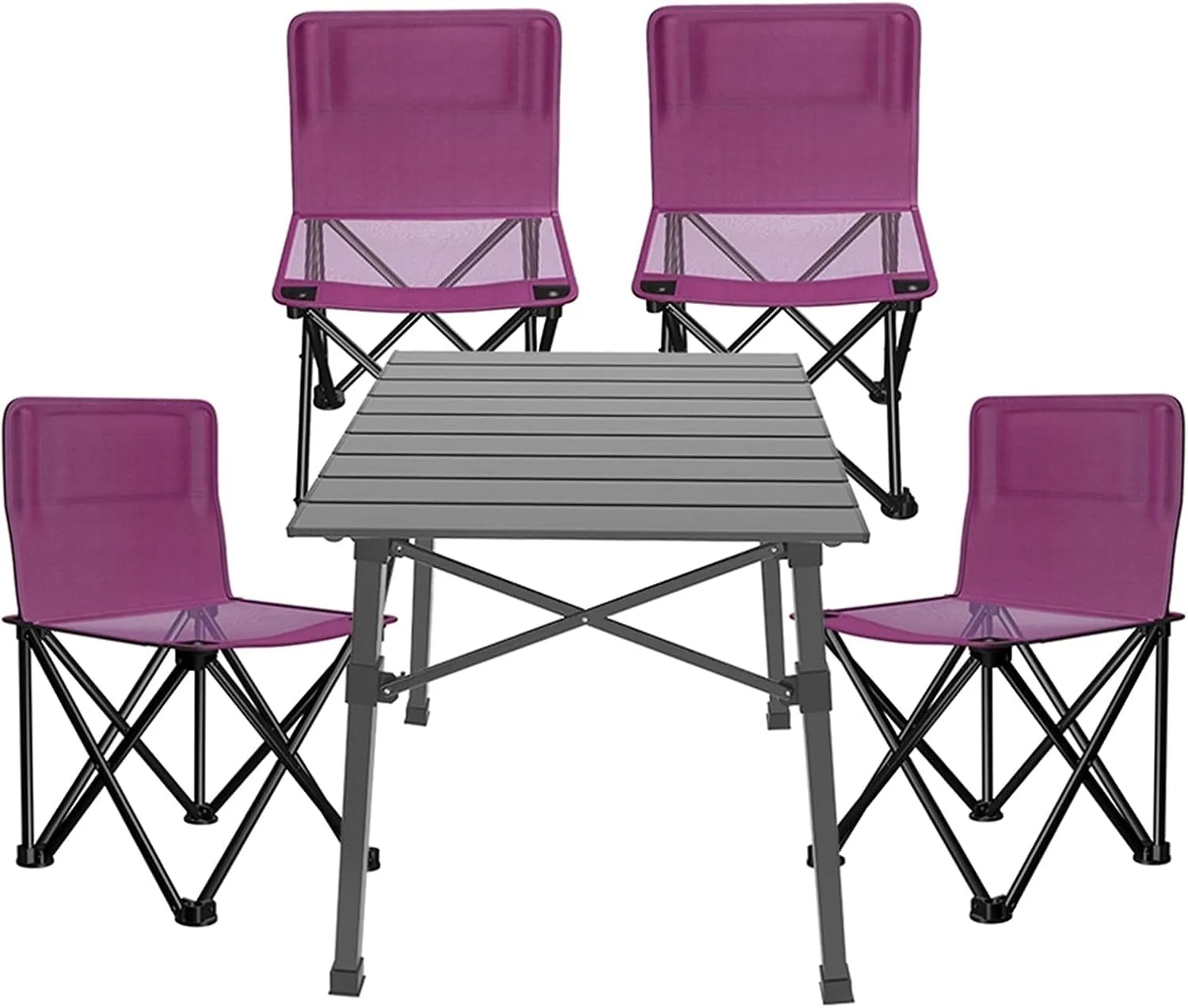 Camping Table Chairs Portable s and Chairs, The Roll-up Table Top is Easy to Store, Suitable for Courtyard Garden Beach