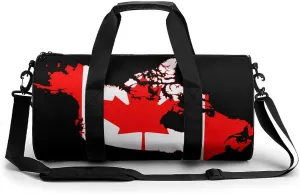 Canada Flag Map Sports Gym Bag Portable Duffel Bag Travel Workout Bag with Adjustable Strap for Men Women
