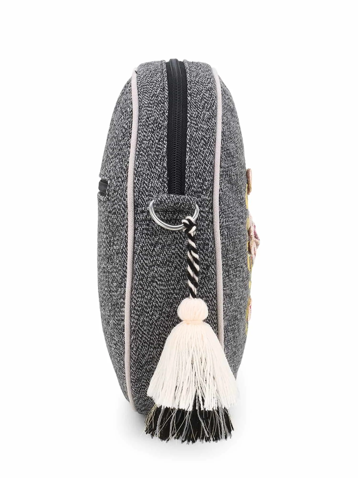 Canvas Floral Embroidered Sling Bag