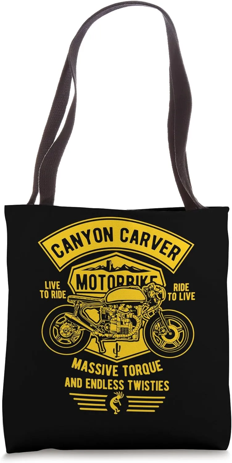 Canyon Carver Vintage Motorcycle Retro Design Tote Bag