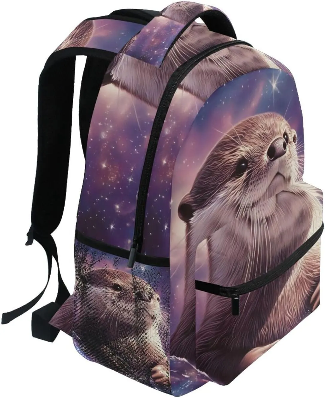 Capybara Nebula Purple Backpack Daypack Shoulder Bag Book Bag Lightweight Back Pack 12 ×16.9 Inches