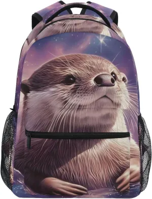 Capybara Nebula Purple Backpack Daypack Shoulder Bag Book Bag Lightweight Back Pack 12 ×16.9 Inches