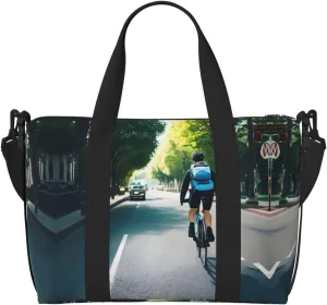 Car And Bicycle Print Versatile Gym Sports Bag,Companion For Your Journeys And Fitness Routines