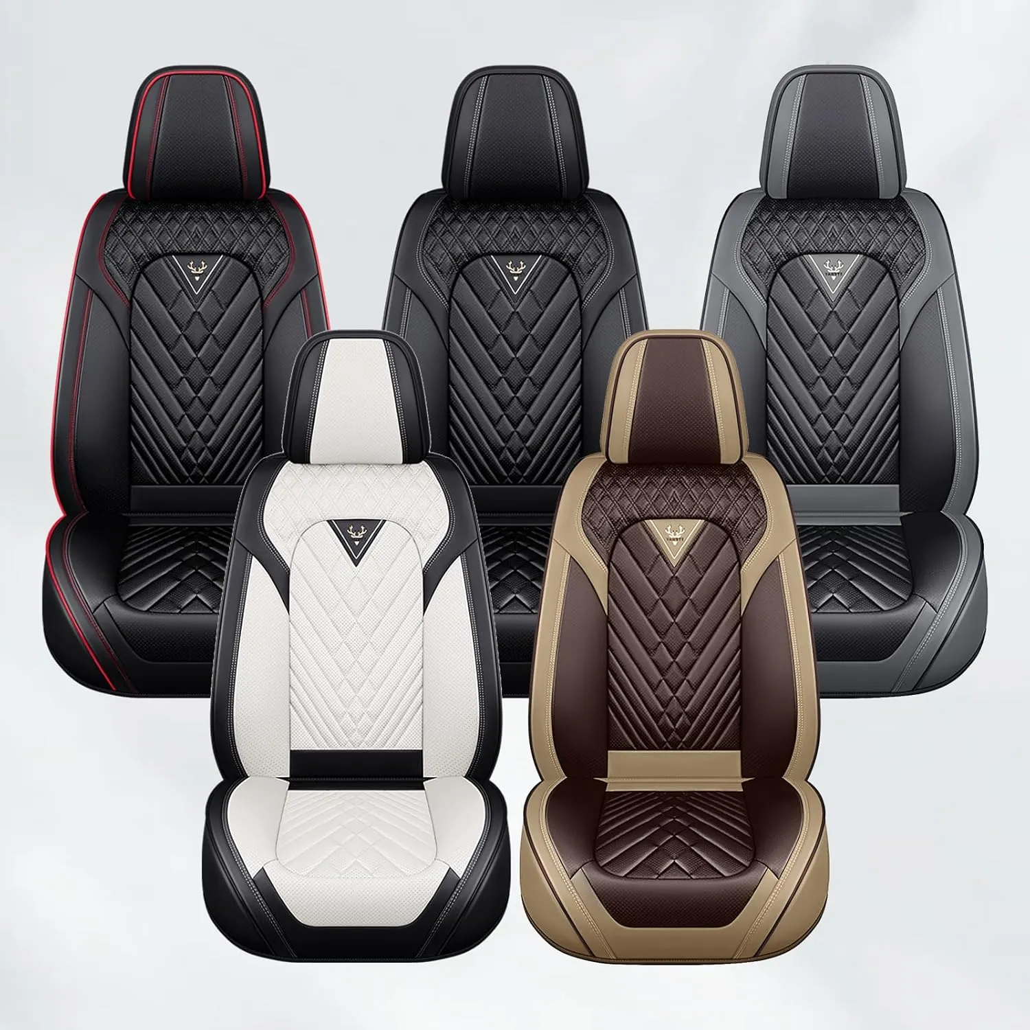 Car Seat Cover for Jaguar F-PACE 2017-2022,Premium Nappa Leather Waterproof Anti-Slip Sports Seat Cover,Airbag Compatible Easy to Install Seat Protector Full Set（Black）
