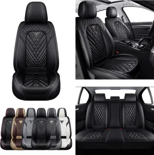 Car Seat Cover for Jaguar F-PACE 2017-2022,Premium Nappa Leather Waterproof Anti-Slip Sports Seat Cover,Airbag Compatible Easy to Install Seat Protector Full Set（Black）