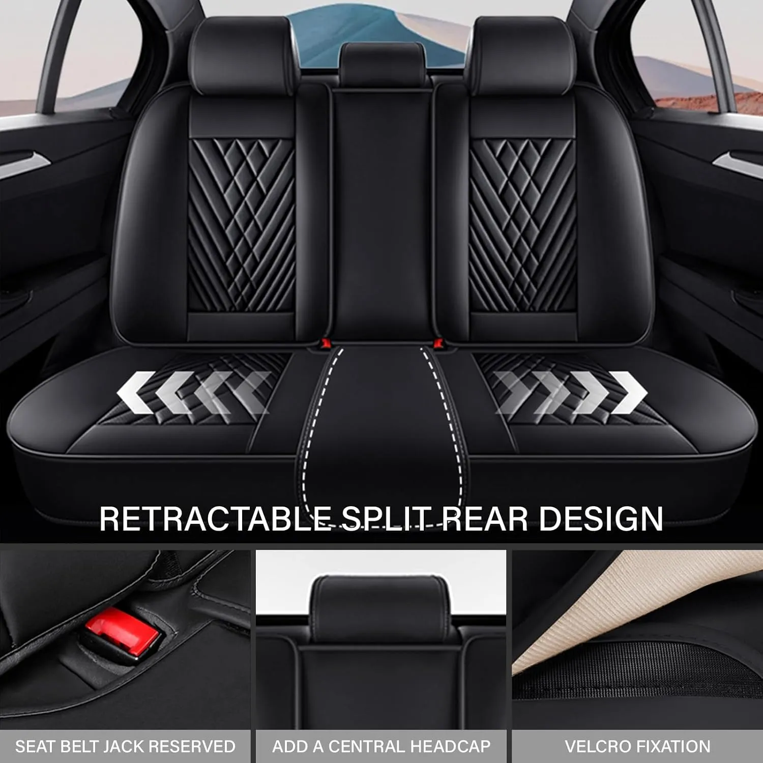Car Seat Cover for Jaguar F-PACE 2017-2022,Premium Nappa Leather Waterproof Anti-Slip Sports Seat Cover,Airbag Compatible Easy to Install Seat Protector Full Set（Black）