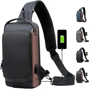 Carbon Fiber Streamline Anti-Theft Sling Bag, Anti-Theft Crossbody Charging Bag with USB Port, Suitable for Daily Commuting