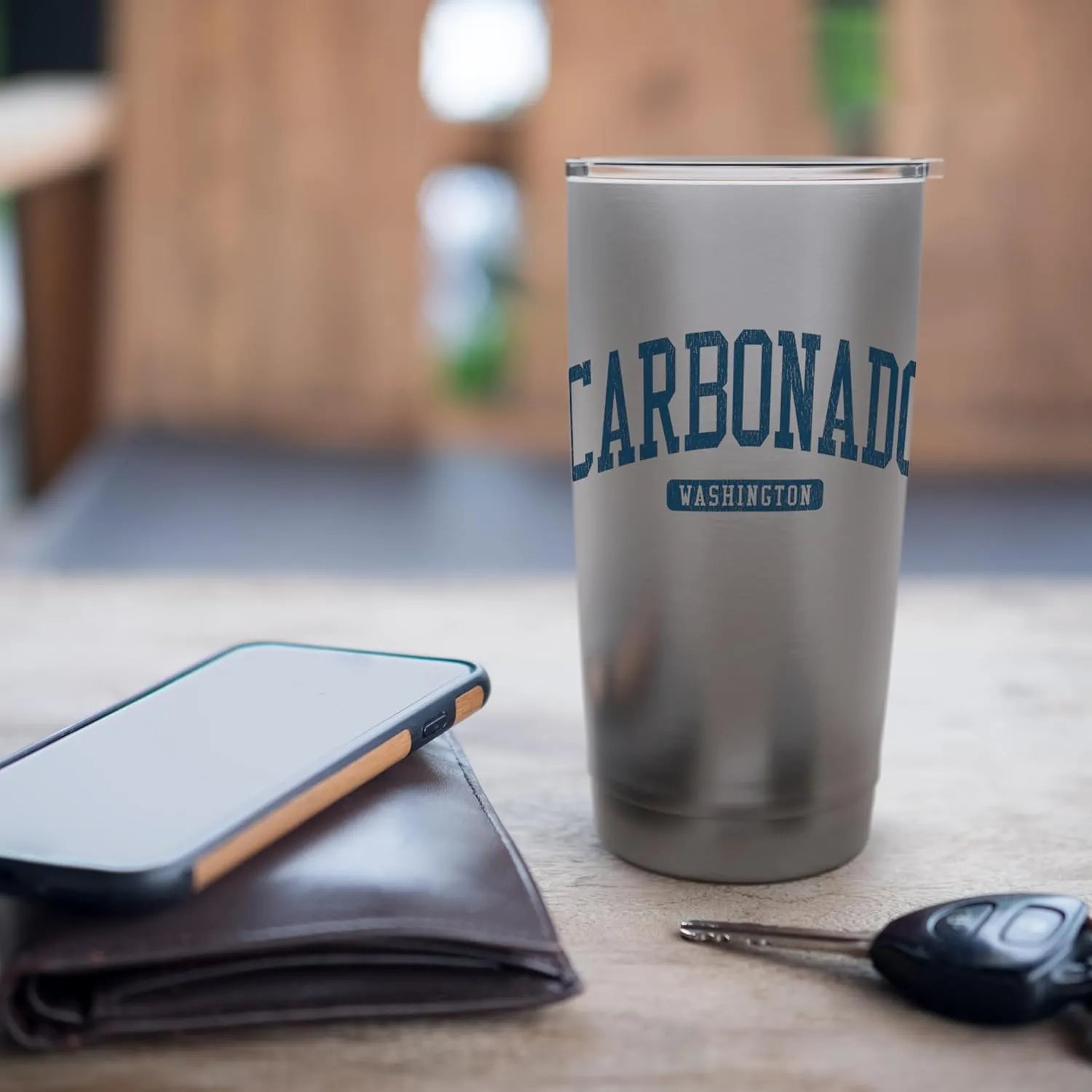 Carbonado Washington WA College University Style Blue Stainless Steel Insulated Tumbler
