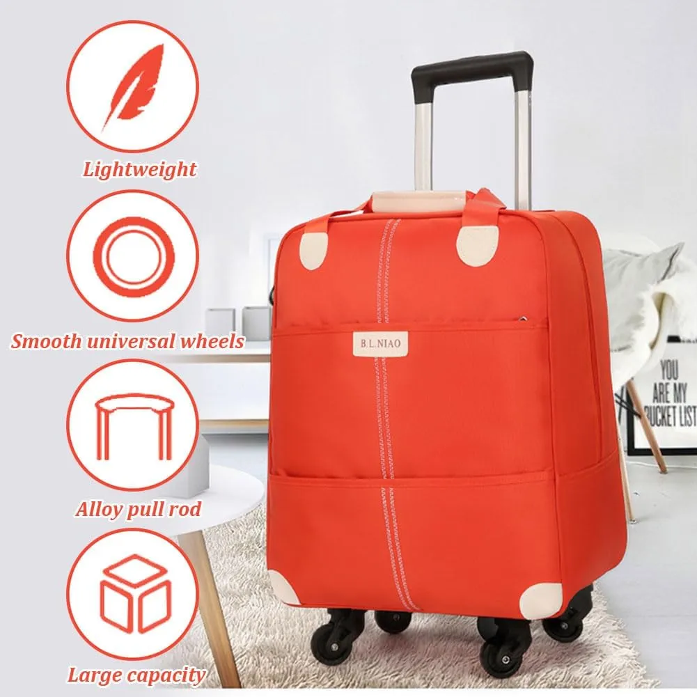 Carry On Luggage with Duffel, 18" 14" Fashion Softside Upright Luggage, Lightweight Carry on Suitcase with Spinner Wheels, Family Travel Suitcase Set with for Women Men, Orange