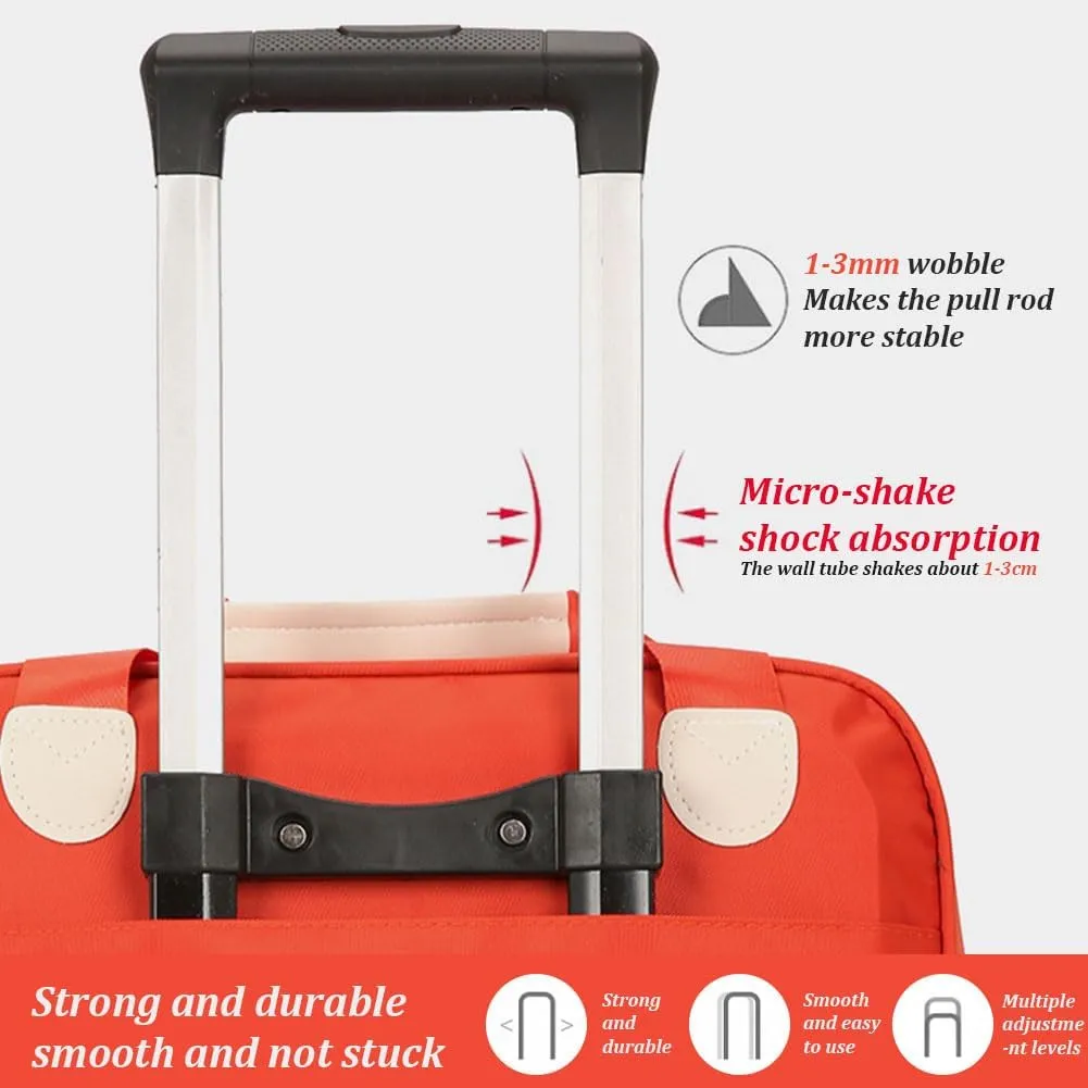Carry On Luggage with Duffel, 18" 14" Fashion Softside Upright Luggage, Lightweight Carry on Suitcase with Spinner Wheels, Family Travel Suitcase Set with for Women Men, Orange