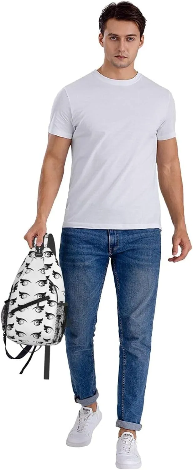 Cartoon Cool Eyes Crossbody Bag Cross Chest Bag Adjustable Sling Backpack Sports Gym Shoulder Bags Travel Cycling Daypack Diagonally Casual Rucksack