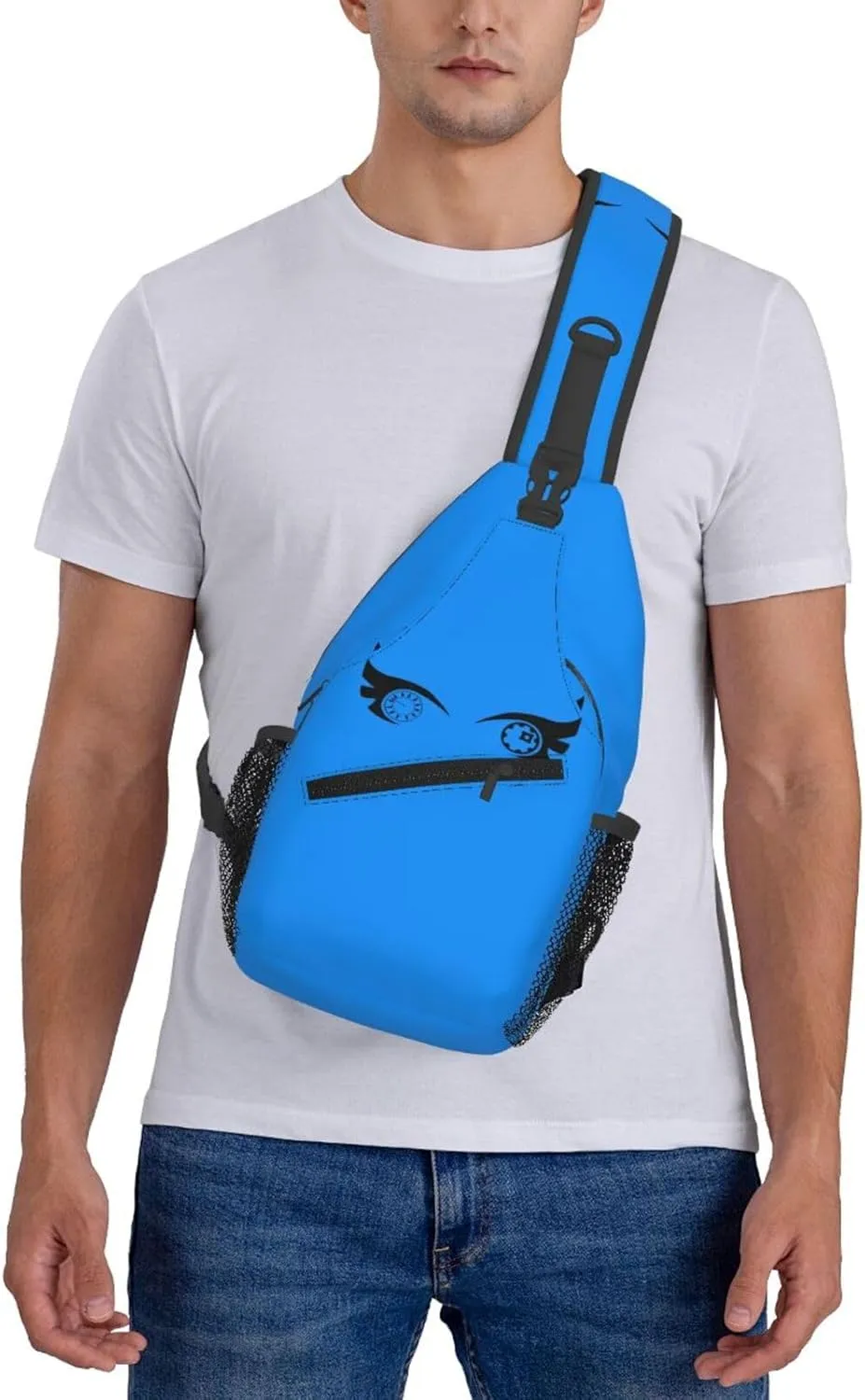 Cartoon Cool Eyes Crossbody Bag Cross Chest Bag Adjustable Sling Backpack Sports Gym Shoulder Bags Travel Cycling Daypack Diagonally Casual Rucksack