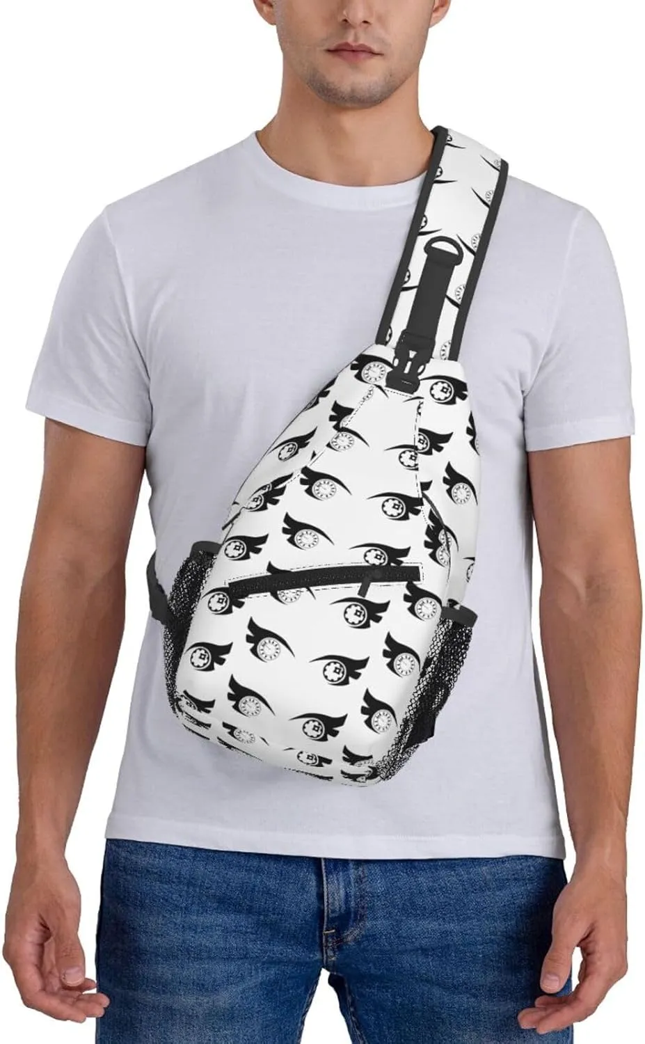 Cartoon Cool Eyes Crossbody Bag Cross Chest Bag Adjustable Sling Backpack Sports Gym Shoulder Bags Travel Cycling Daypack Diagonally Casual Rucksack