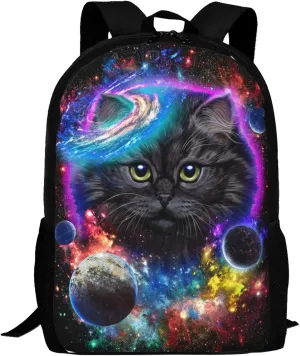 Cat Backpack Simple Aesthetic Bookbag for Women & Men Lightweight Adjustable Black Backpack for Travel Outdoor Sports