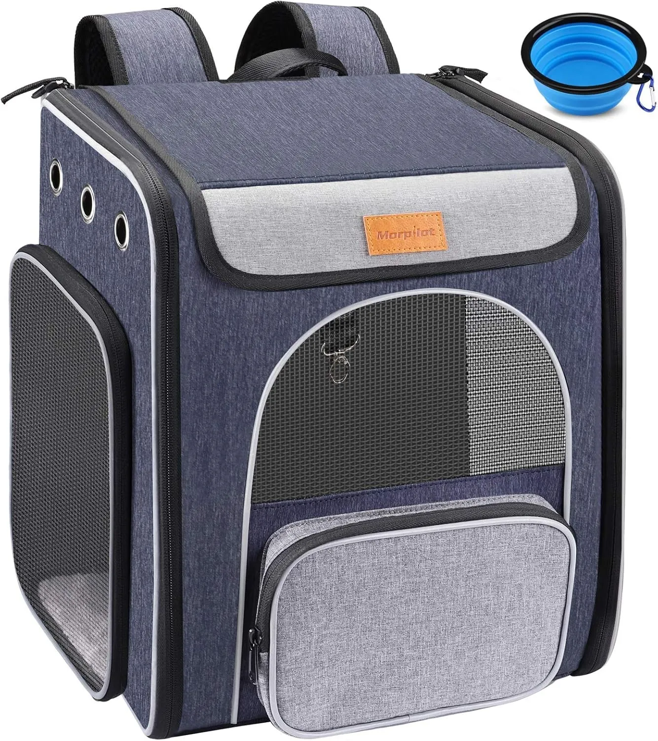 Cat Carrier Backpack, Foldable Pet Backpack Carrier for Cats and Small Dogs, Breathable Dog Carrier Backpack with Inner Safety Leash   Folding Dog Bowl Ideal for Hiking Traveling Outdoor Use