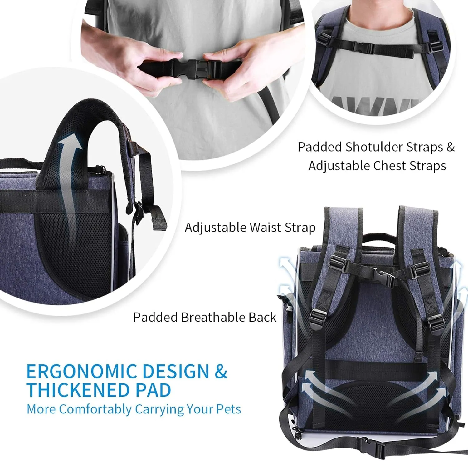 Cat Carrier Backpack, Foldable Pet Backpack Carrier for Cats and Small Dogs, Breathable Dog Carrier Backpack with Inner Safety Leash   Folding Dog Bowl Ideal for Hiking Traveling Outdoor Use