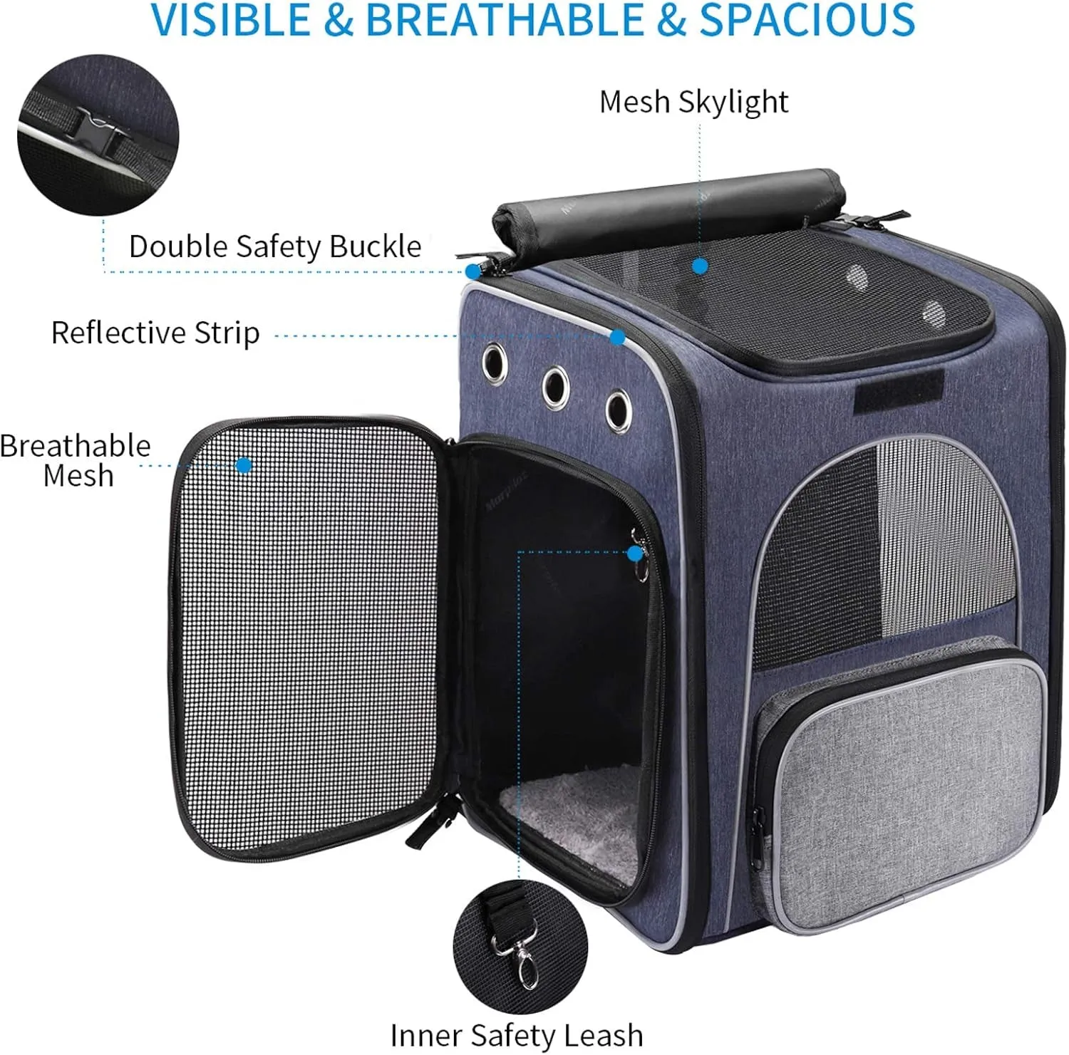Cat Carrier Backpack, Foldable Pet Backpack Carrier for Cats and Small Dogs, Breathable Dog Carrier Backpack with Inner Safety Leash   Folding Dog Bowl Ideal for Hiking Traveling Outdoor Use