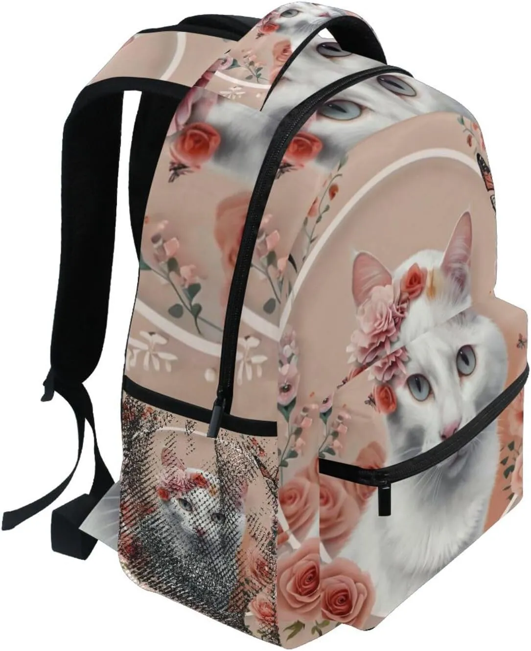 Cat Garland Butterfly Backpack Daypack Shoulder Bag Book Bag Lightweight Back Pack 11.4 ×16 In