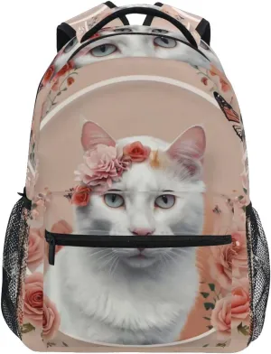Cat Garland Butterfly Backpack Daypack Shoulder Bag Book Bag Lightweight Back Pack 11.4 ×16 In