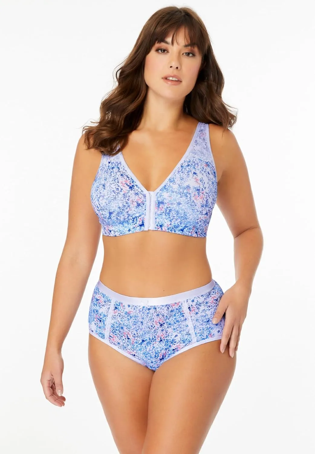 Catherines Women's Plus Size Wireless Front-Close Cotton Comfort Bra
