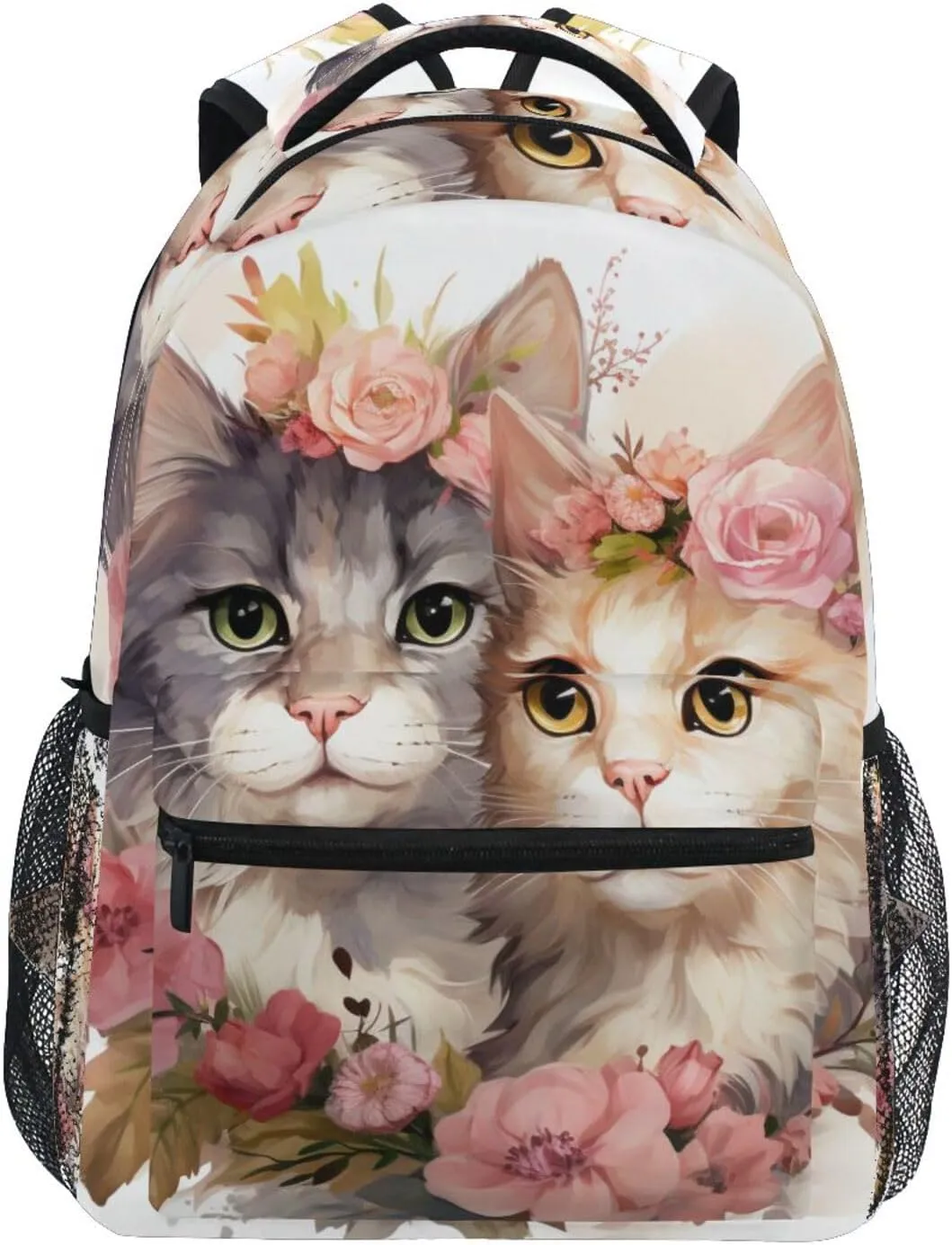 Cats Cute Garland White Backpack Daypack Shoulder Bag Book Bag Lightweight Back Pack 11.4 ×16 In