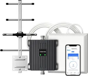 Cell Phone Signal Booster for Verizon and AT&T | Up to 4,500 Sq Ft | Boost 4G LTE 5G Signal on Band 12/13/17 | 65dB Dual Band Cellular Repeater with High Gain Antennas | FCC Approved