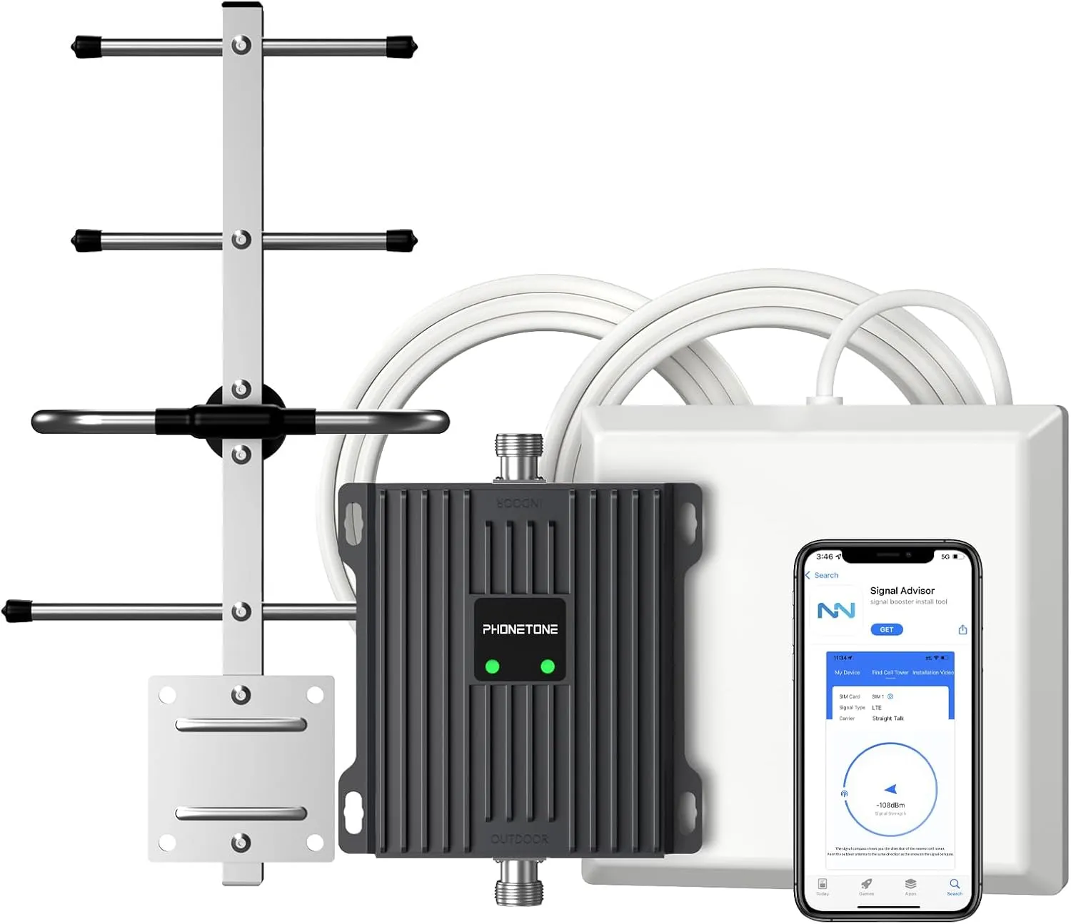 Cell Phone Signal Booster for Verizon and AT&T | Up to 4,500 Sq Ft | Boost 4G LTE 5G Signal on Band 12/13/17 | 65dB Dual Band Cellular Repeater with High Gain Antennas | FCC Approved