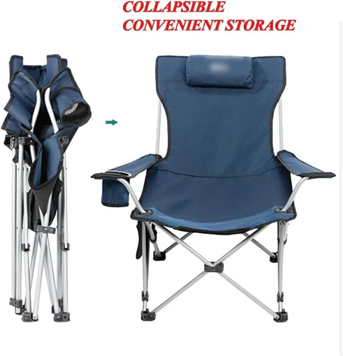 Chair Portable Chair Camping, Lounge Chair Living Room, Folding Padded Camping Chair Steel Frame Collapsible Lawn Outdoor Chair With Side Pockets And Footrest Leisure Chair With Pillow ( Color : Paint