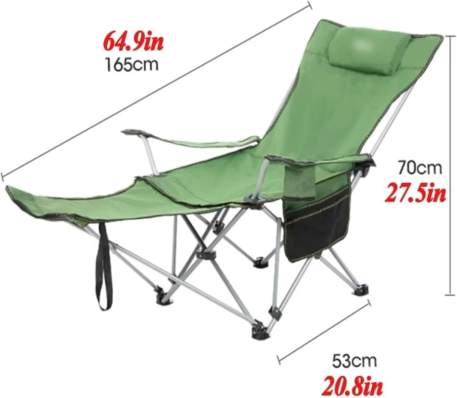 Chair Portable Chair Camping, Lounge Chair Living Room, Folding Padded Camping Chair Steel Frame Collapsible Lawn Outdoor Chair With Side Pockets And Footrest Leisure Chair With Pillow ( Color : Paint