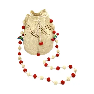 Cherry Woven Straw Sling Bag
