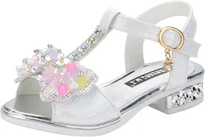 Children Shoes Diamond Butterfly Sandals Summer Fashion Thick Soles Open Toe Student Dance Princess Shoes