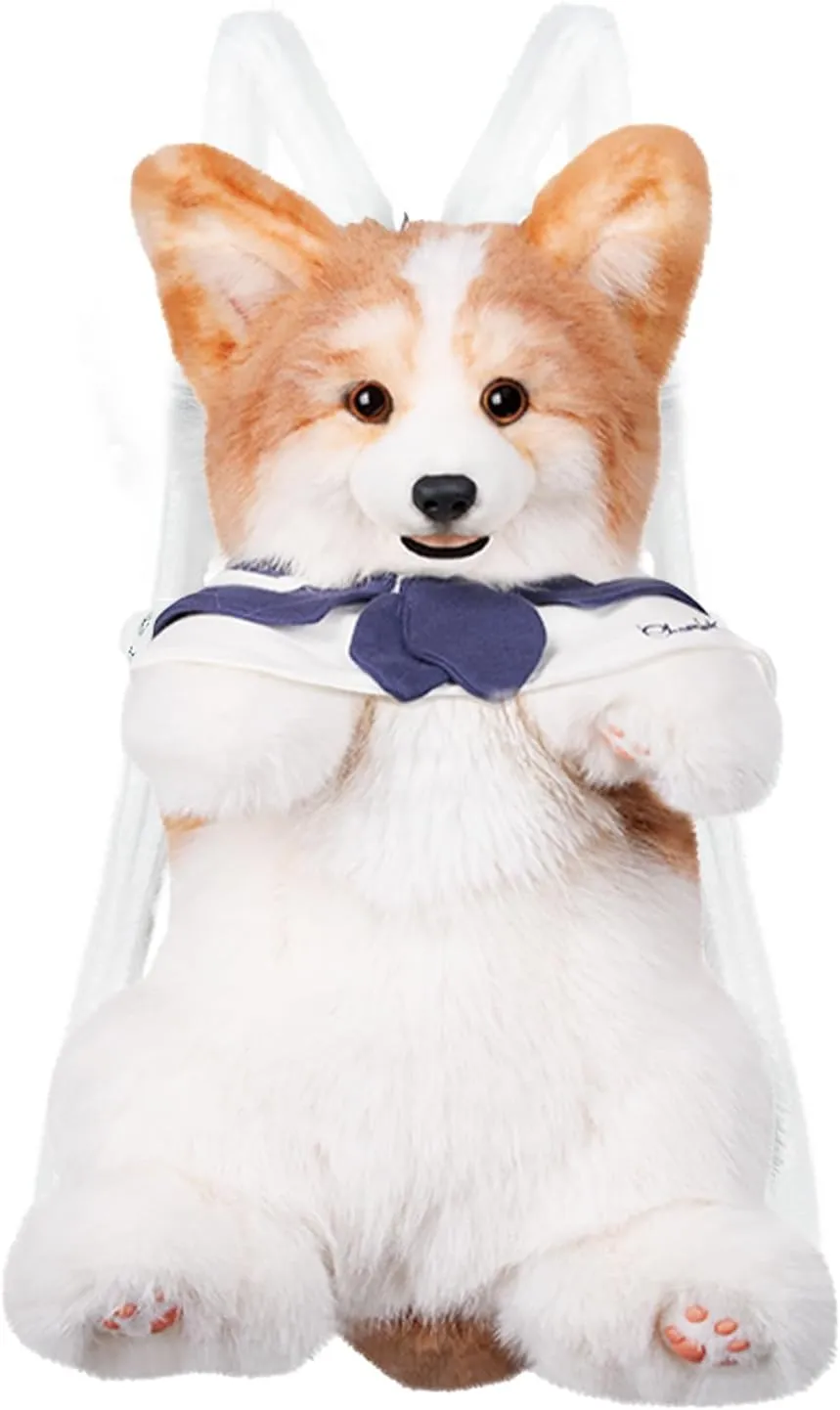 Chongker Dog Shaped Backpack, Handcrafted Realistic Stuffed Animals Backpack, Cute Dog Plush Bag