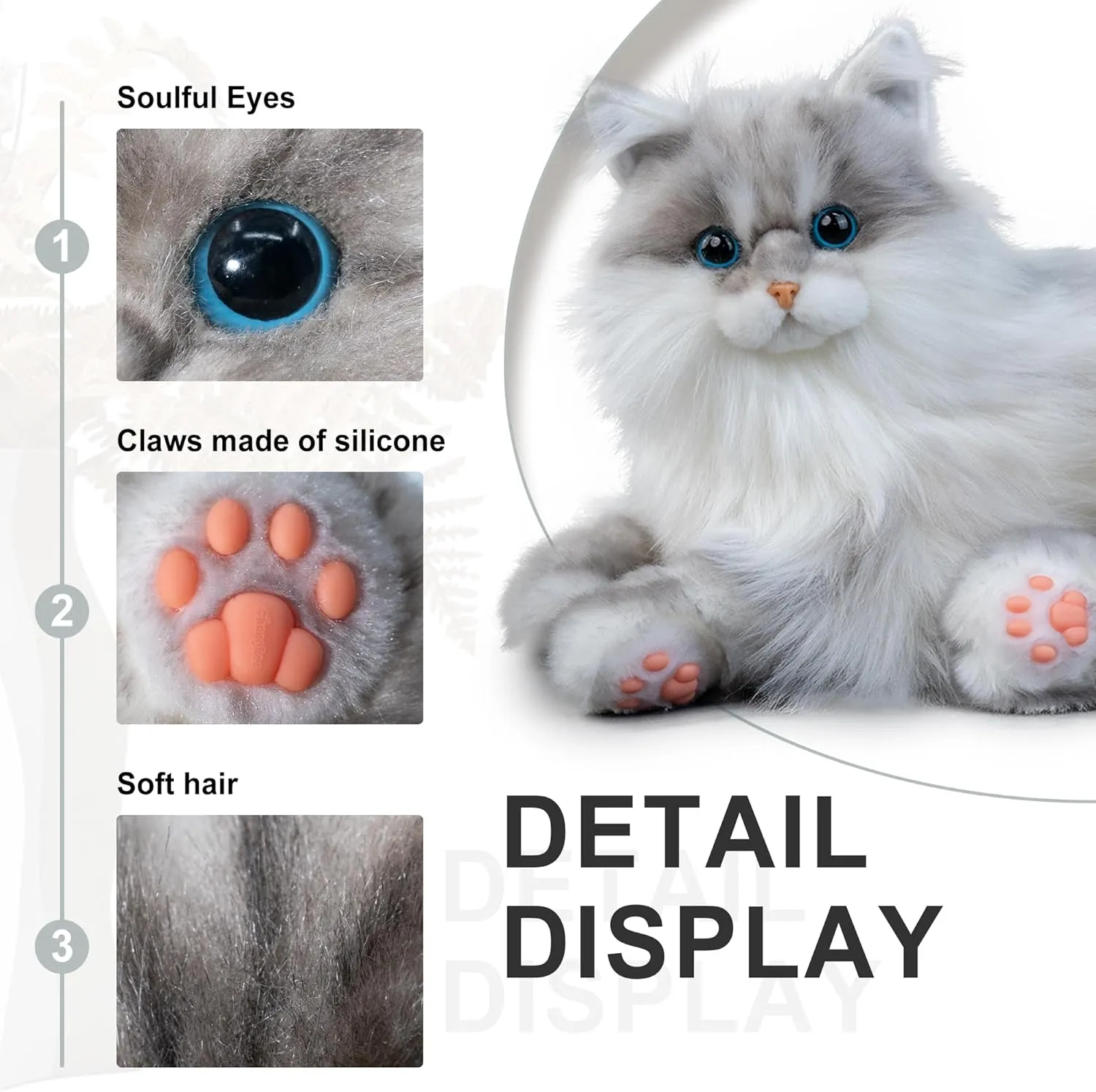 Chongker Weighted Stuffed Animals,Handmade Realistic Cat Plush Toy 3LBS,Lifelike Real Cat Size Companion Pet