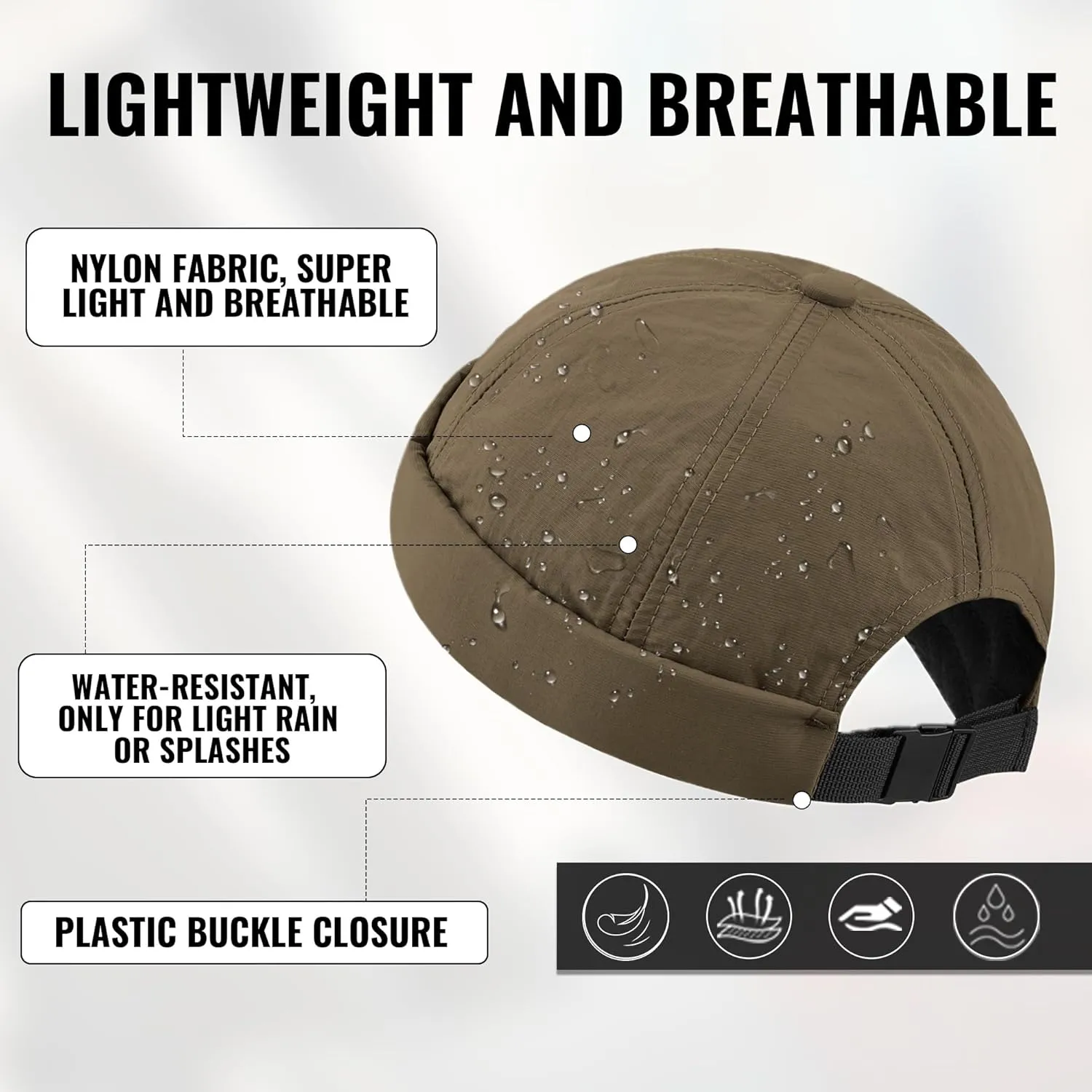 CLAPE Lightweight Breathable Brimless Cap Street Casual Versatile Summer Quick Dry Docker Cap No Brim Sailor Cap Leon Cap