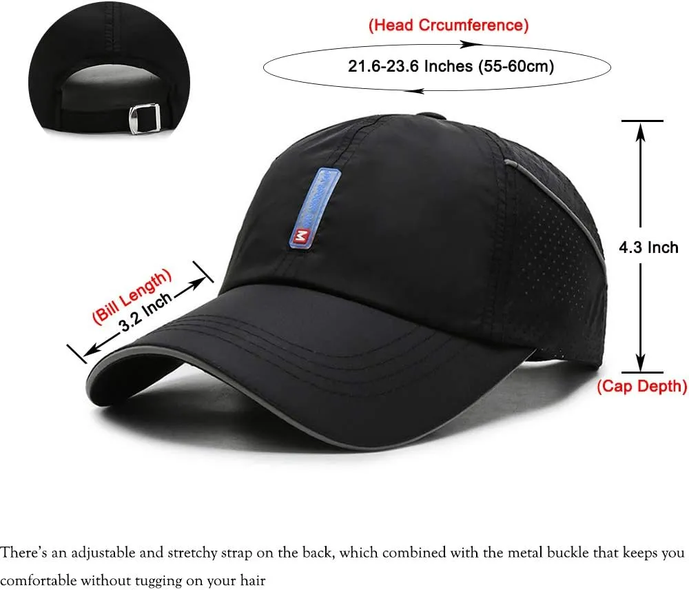 CLAPE Quick Dry Sports Cap Summer UV Protection Mesh Running Hat Lightweight Waterproof Breathable Reflective Sun Visor Hats