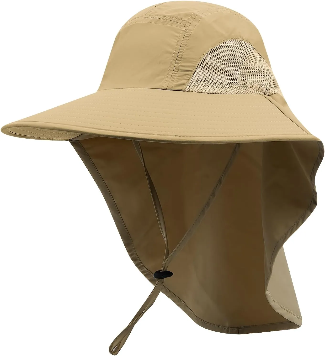 CLAPE Sun Protection Hats for Men Women Wide Brim Fishing Hats with Neck Flap Quick Dry Breathable Safari Hiking Cap