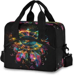 Clock with Roman Numerals Lunch Box for Men Women Adults Insulated Lunch Bag Cooler Bag with Adjustable Shoulder Strap for Work Picnic Travel